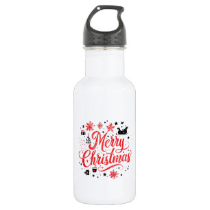Bouteille D'eau Joyeux Noël Design moderne Rouge et blanc