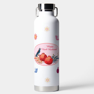 Bouteille D'eau Joyeux Rosh Hashanah Juif Nouvel An Modèle Floral