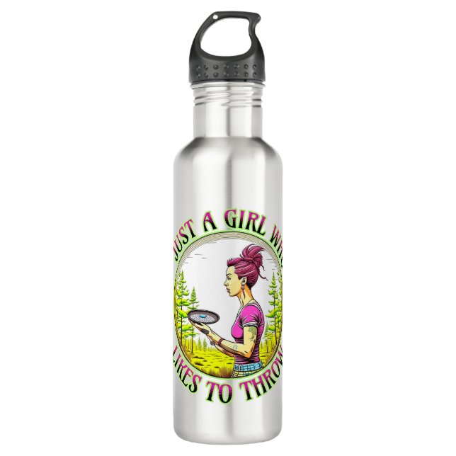 Bouteille D'eau Juste une fille qui aime lancer | Disk Golf (Devant)