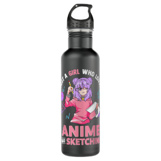 Bouteille D'eau Juste une fille qui aime l'Anime et l'Esquisse
