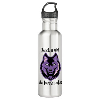 Bouteille D'eau Juste une fille qui aime les loups