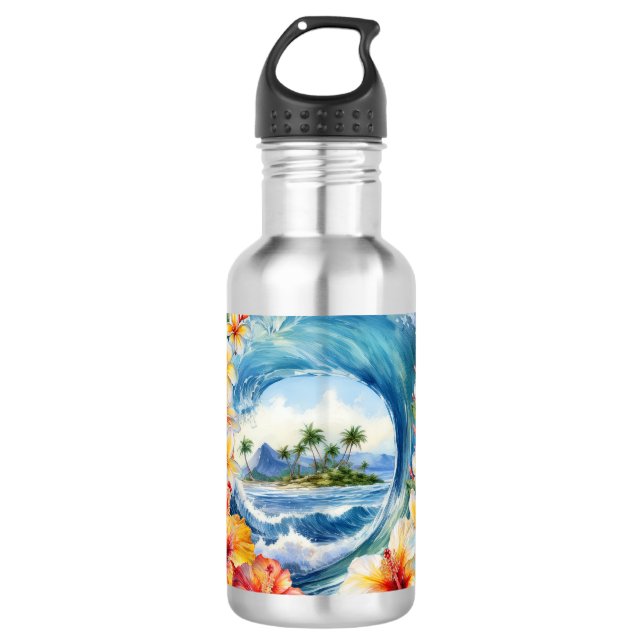 Bouteille D'eau Kai Aloha Hibiscus Watercolor Wave  (Devant)