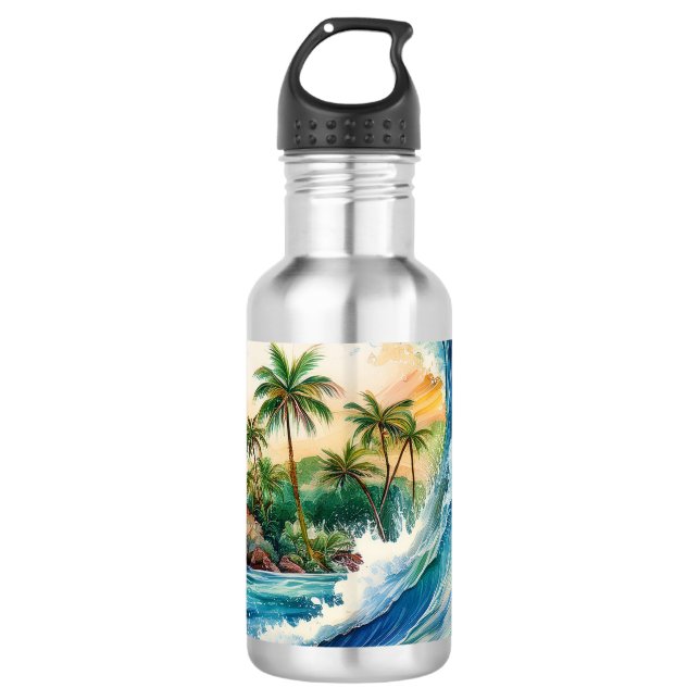 Bouteille D'eau Kai Aloha Motu Watercolor Wave (Devant)
