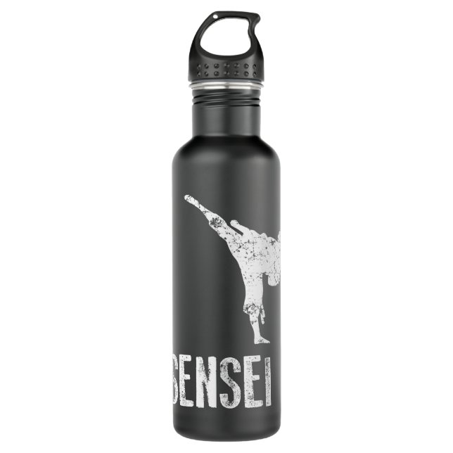 Bouteille D'eau Karate Shirt, Sensei Cool Arts Martiaux Cadeau  (Devant)