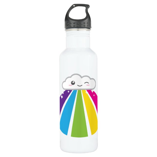Bouteille D'eau Kawaii Cloud et Arc en ciel (Devant)