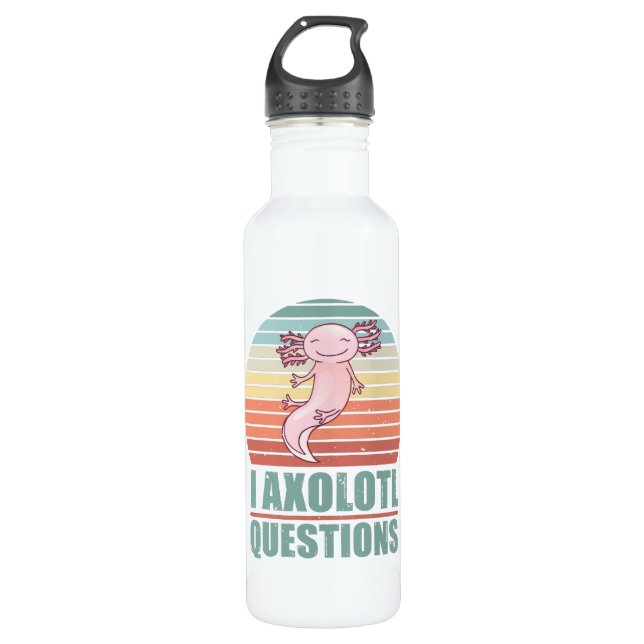 Bouteille D'eau Kawaii I Axolotl Questions Funny Sunset Cadeau Mam (Devant)