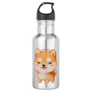 Bouteille D'eau Kawaii Smiling Cartoon Style Shiba Inu
