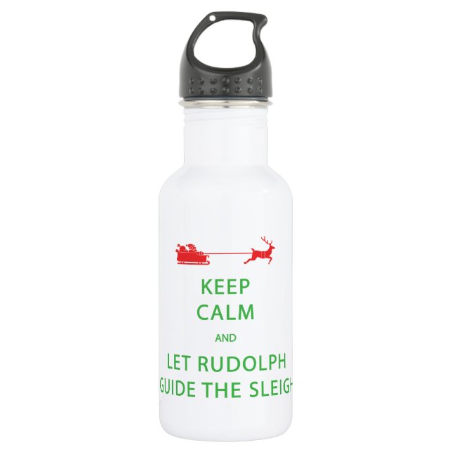 Bouteille D'eau Keep Calm Let Rudolph Guide Sleigh (Devant)