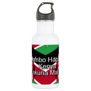 Bouteille D'eau Kenya National Flag Colors Motif Art Design