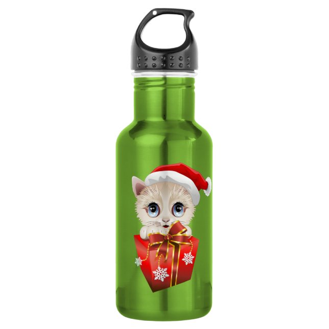 Bouteille D'eau Kitten Christmas Père Noël avec (Devant)