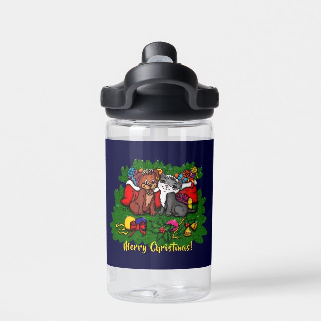 Bouteille D'eau Kitty et chiot, Happy XMas (Salle de sport)