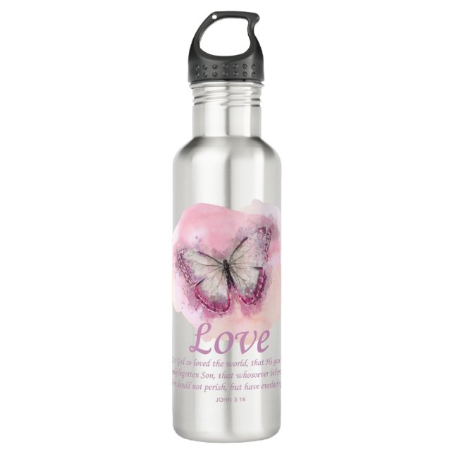 Bouteille D'eau La Bible chrétienne des femmes Verse Papillon :Amo (Devant)