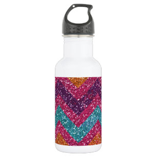 Bouteille D'eau La copie Girly Chevron de parties scintillantes