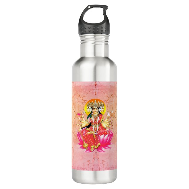 Bouteille D'eau La déesse Gayatri Devi sur Lotus Hindu Deity (Devant)