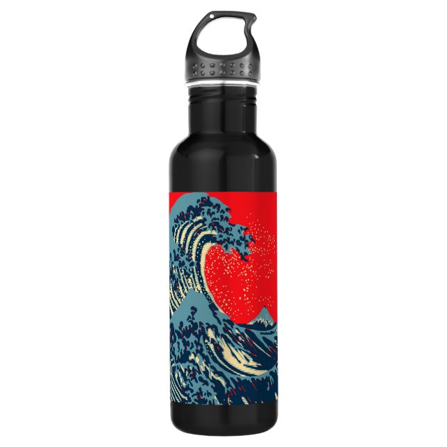 Bouteille D'eau La Grande vague de Hokusai dans un style dynamique (Devant)