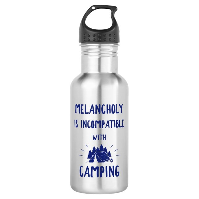 Bouteille D'eau La mélancolie Est Incompatible Avec Le Camping (Devant)