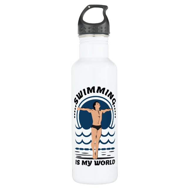 Bouteille D'eau La natation est mon monde - nager à Speedo (Devant)