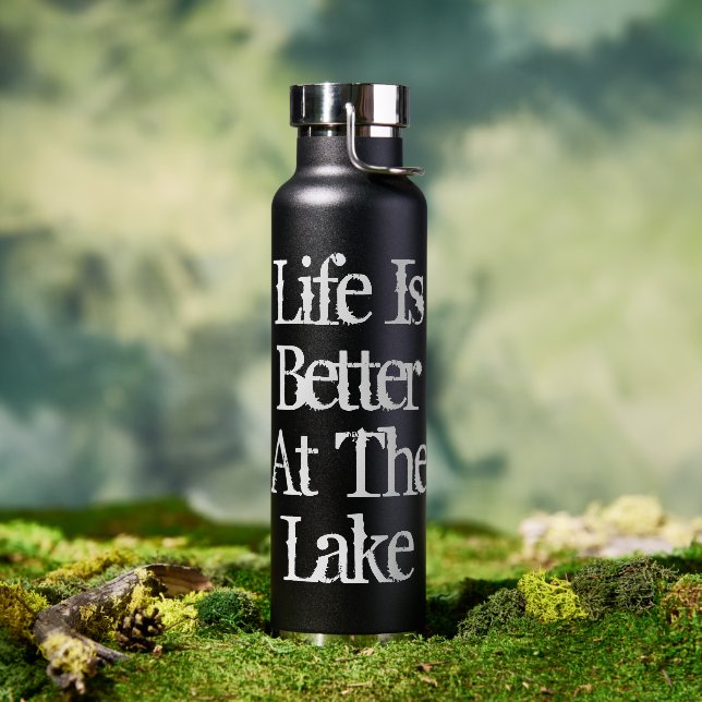 Bouteille D'eau La vie est meilleure au lac sur mesure isolée (Extérieur)