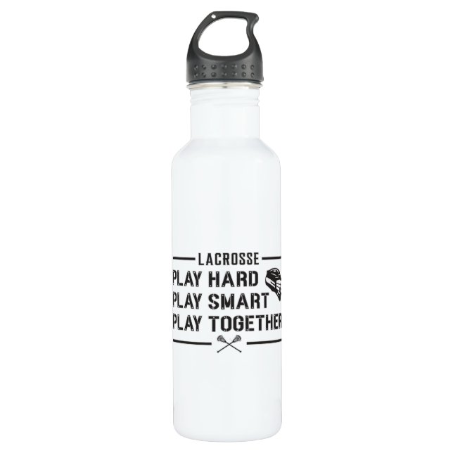 Bouteille D'eau Lacrosse Lecteur Jouer Dur Jouer Smart Team Cadeau (Devant)