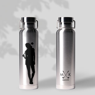 Bouteille D'eau Lady Silver avec noir   Monogramme de Golfer moder