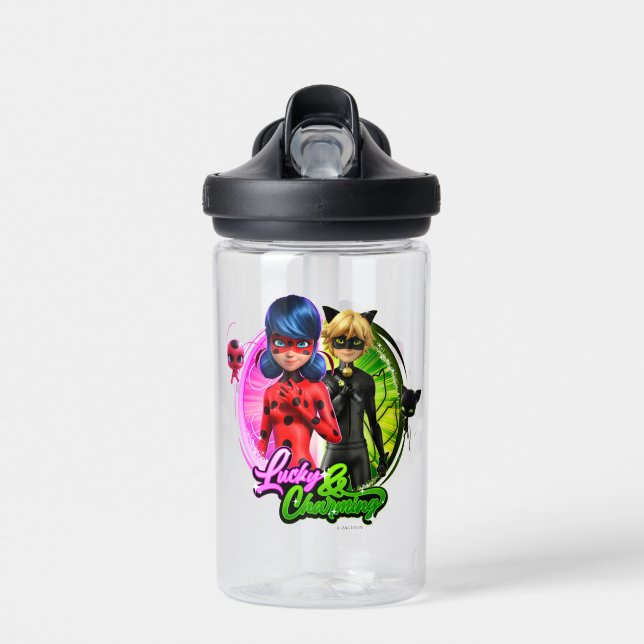 Bouteille D'eau Ladybug & Cat Noir | Lucky & Charming (Avant)