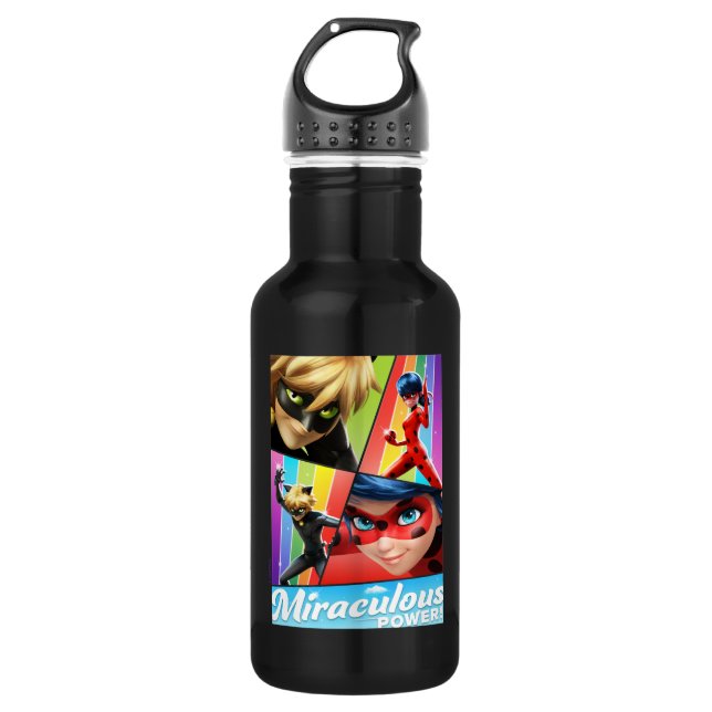 Bouteille D'eau Ladybug & Cat Noir | Puissance Miraculeuse ! (Devant)