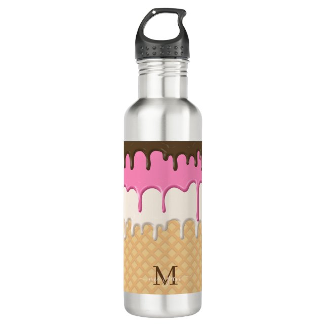 Bouteille D'eau Lait de cône de glace à goutte Monogramme (Devant)