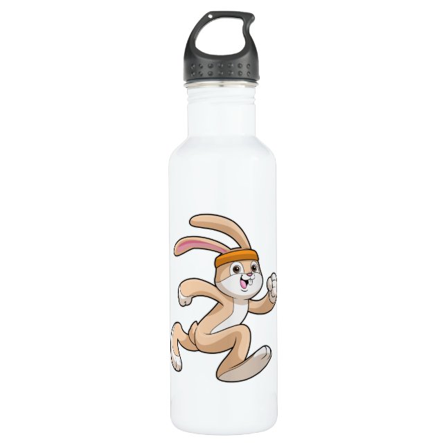 Bouteille D'eau Lapin à courir avec bandeau (Devant)