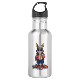 Bouteille D'eau Lapin de Pâques patriotique Vintage Vector T-Shirt
