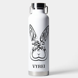 Bouteille D'eau Lapin tribal noir et blanc