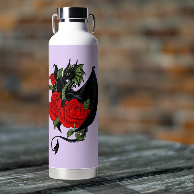 Bouteille D'eau Lavande de roses rouges de dragon noir (Créateur téléchargé)