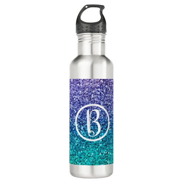 Bouteille D'eau Lavande Violet & Aqua Vert Étincelant Fête (Devant)