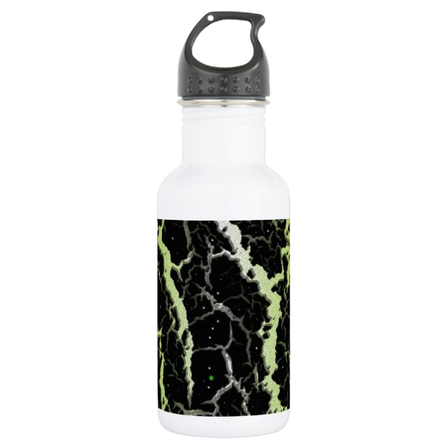 Bouteille D'eau Lave spatiale fissurée - Blanc/Lime (Devant)