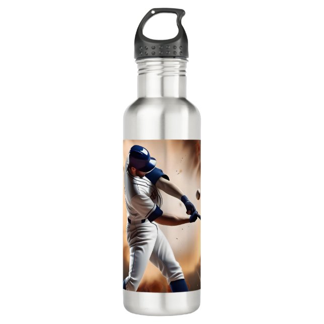 Bouteille D'eau Le Baseball Super Jouer À La Course À Domicile, (Devant)