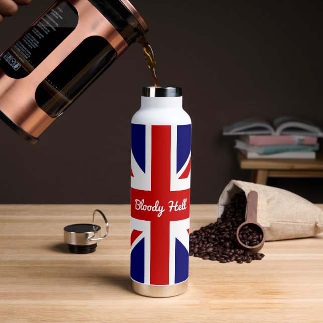 Bouteille D'eau Le drapeau Union Jack avec une citation amusante (Gym)