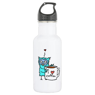 Bouteille D'eau Le hibou aime le café