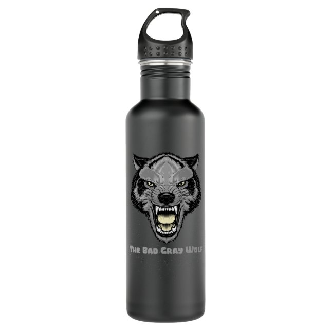 Bouteille D'eau Le Mauvais Loup Gris (Devant)