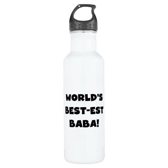 Bouteille D'eau Le meilleur Baba du monde du Black Text (Devant)