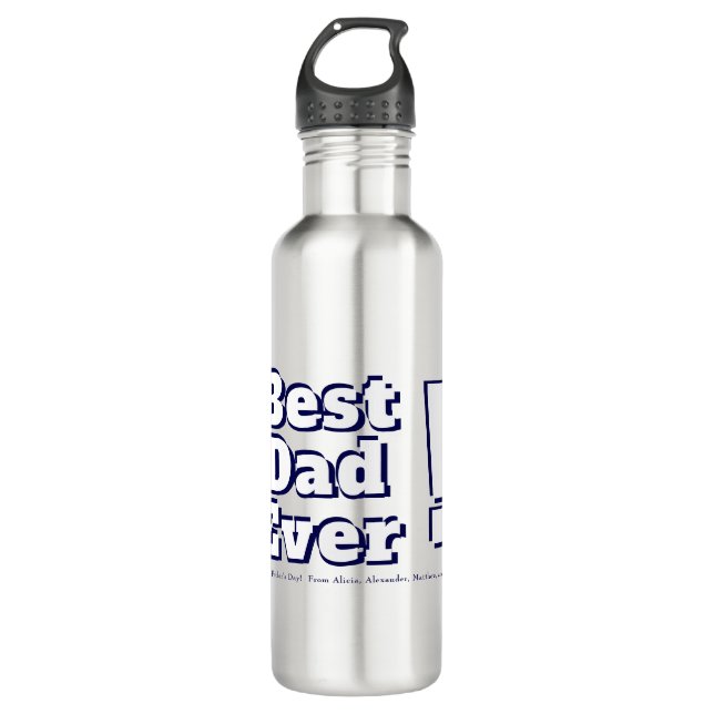 Bouteille D'eau Le "meilleur papa jamais ! "Texte ouvert de visage (Devant)