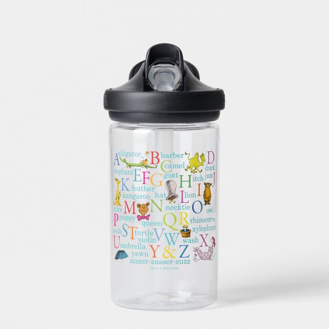 Bouteille D'eau Le Motif ABC du Dr Seuss avec des mots (Avant)