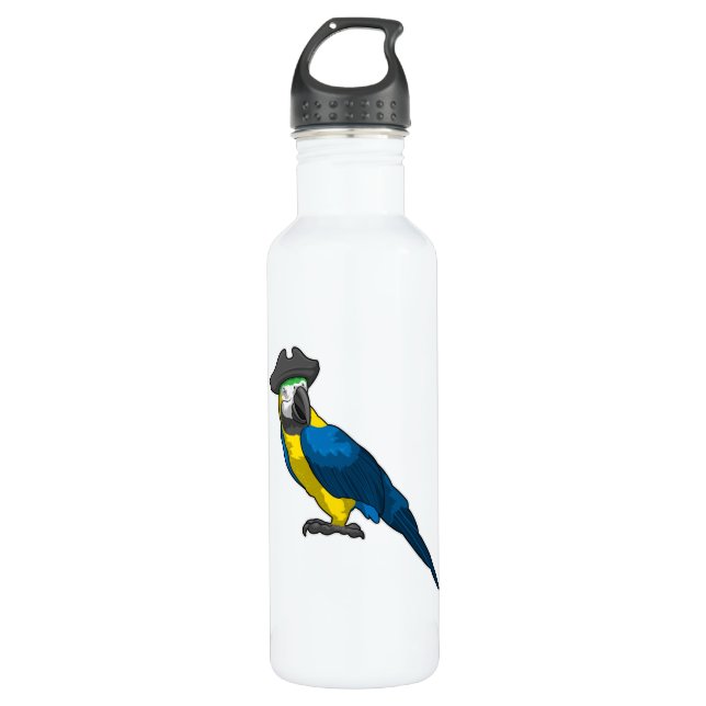 Bouteille D'eau Le perroquet comme pirate avec Casquette (Devant)
