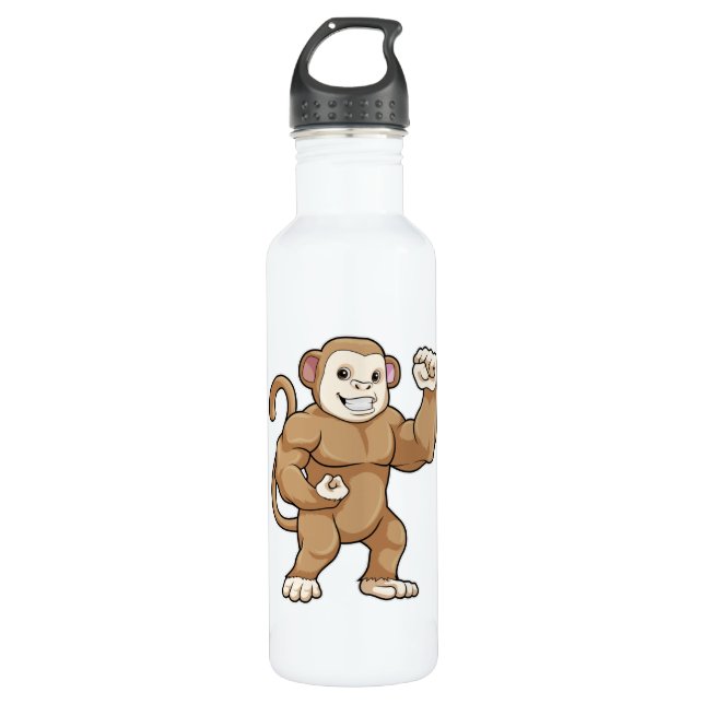 Bouteille D'eau Le singe comme culturiste au Bodybuilding (Devant)