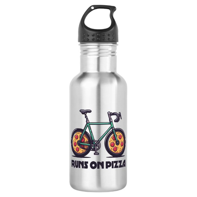 Bouteille D'eau Le Vélo Passe Sur La Pizza (Devant)