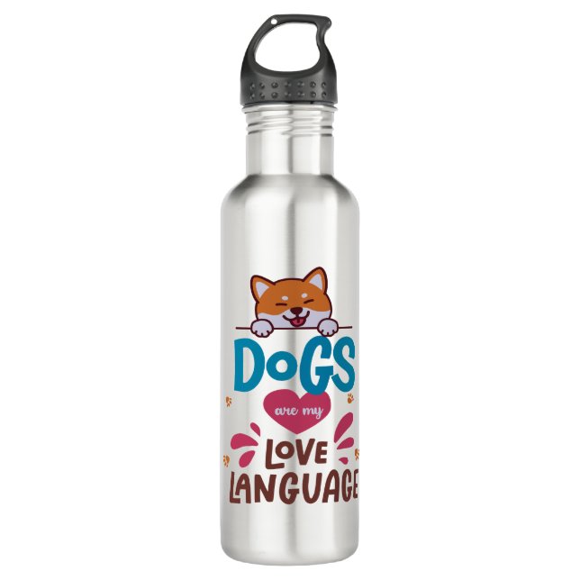 Bouteille D'eau Les Chiens Sont Ma Langue D'Amour (Devant)