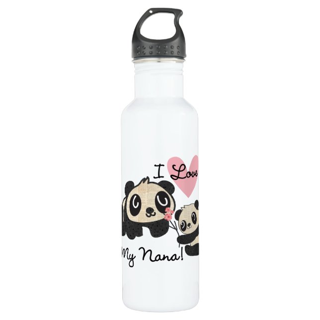 Bouteille D'eau Les pandas I aiment ma Nana (Devant)