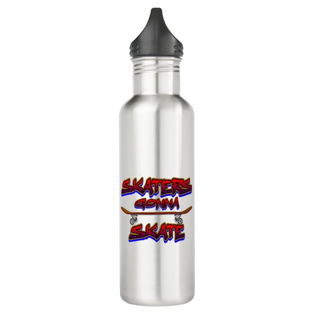 Bouteille D'eau Les patineurs vont patiner - Graffiti bleu rouge (Gauche)