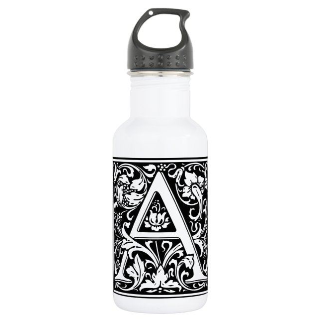 Bouteille D'eau Lettre A Monogramme Médiéval Art Nouveau (Devant)