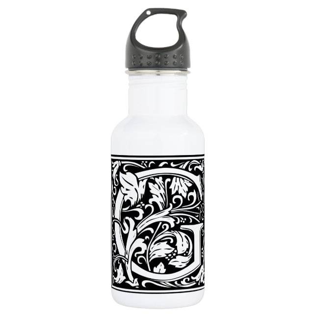 Bouteille D'eau Lettre G Monogramme médiéval Art Nouveau (Devant)