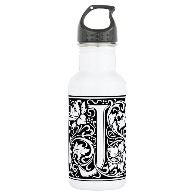 Bouteille D'eau Lettre J Monogramme médiéval Art Nouveau (Devant)