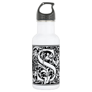 Bouteille D'eau Lettre S Monogramme médiéval Art Nouveau